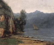 Gustave Courbet landscape with lake geneva oil painting on canvas